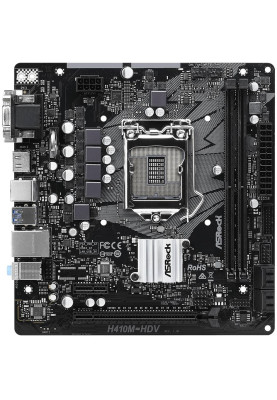 ASRock H410M-HDV/REF (1200/H410, 2*DDR4, 1xPCIex16, HDMI/DVI/VGA, 4xSATAІІІ, GLan, 7.1ch, mATX)