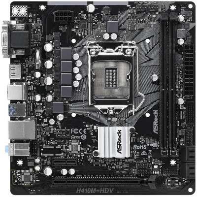 ASRock H410M-HDV/REF (1200/H410, 2*DDR4, 1xPCIex16, HDMI/DVI/VGA, 4xSATAІІІ, GLan, 7.1ch, mATX)