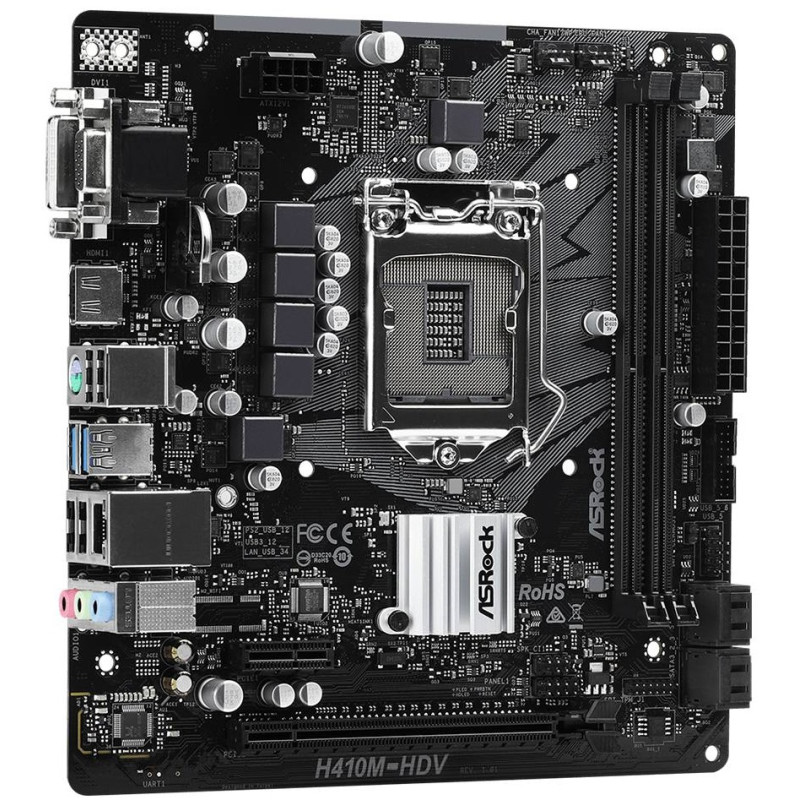 ASRock H410M-HDV/REF (1200/H410, 2*DDR4, 1xPCIex16, HDMI/DVI/VGA, 4xSATAІІІ, GLan, 7.1ch, mATX)