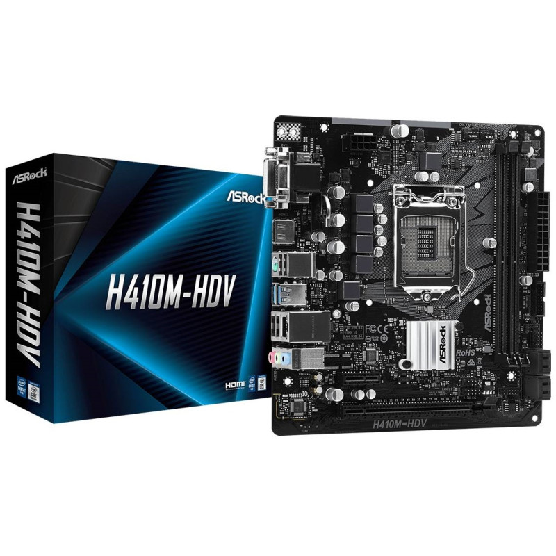 ASRock H410M-HDV/REF (1200/H410, 2*DDR4, 1xPCIex16, HDMI/DVI/VGA, 4xSATAІІІ, GLan, 7.1ch, mATX)