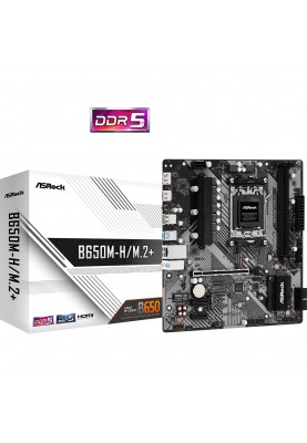 ASRock B650M-H/M.2+ (AM5/B650, 2*DDR5, PCIex16, DP/HDMI, 4xSATAІІІ, 2xM.2, GLan, 7.1ch, mATX)