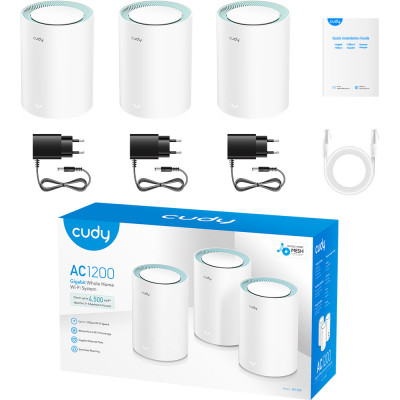 Система WiFi Cudy M1300(3-pack), AC1200 Wi-Fi Gigabit Mesh Solution Система WiFi Cudy M1300(3-pack), AC1200 Wi-Fi Gigabit Mesh Solution
