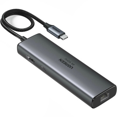 Хаб USB 3.2 Type-C ->2xUSB-A 3.2/USB-C 3.2/HDM/RJ45/ PD 100W CM512 Ugreen