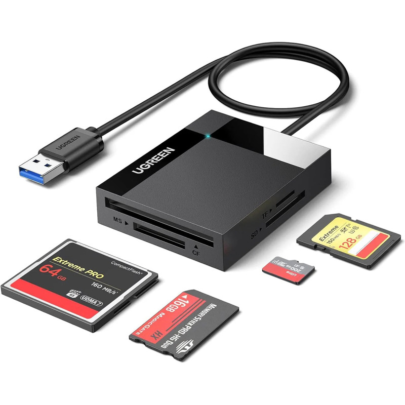 Card Reader USB 3.0  SD/TF/CF/MS  4 в 1 кабель 0.5м CR125 Ugreen
