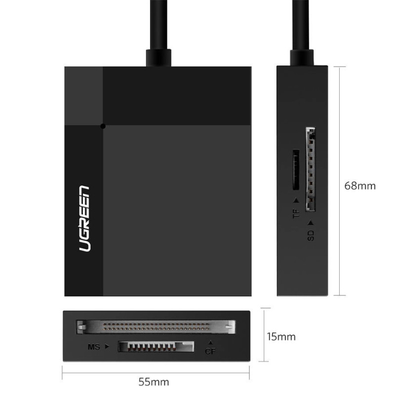 Card Reader USB 3.0  SD/TF/CF/MS  4 в 1 кабель 0.5м CR125 Ugreen
