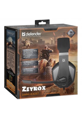 Ігрова гарнітура Defender Zeyrox чорно-сіра, кабель 1.8м