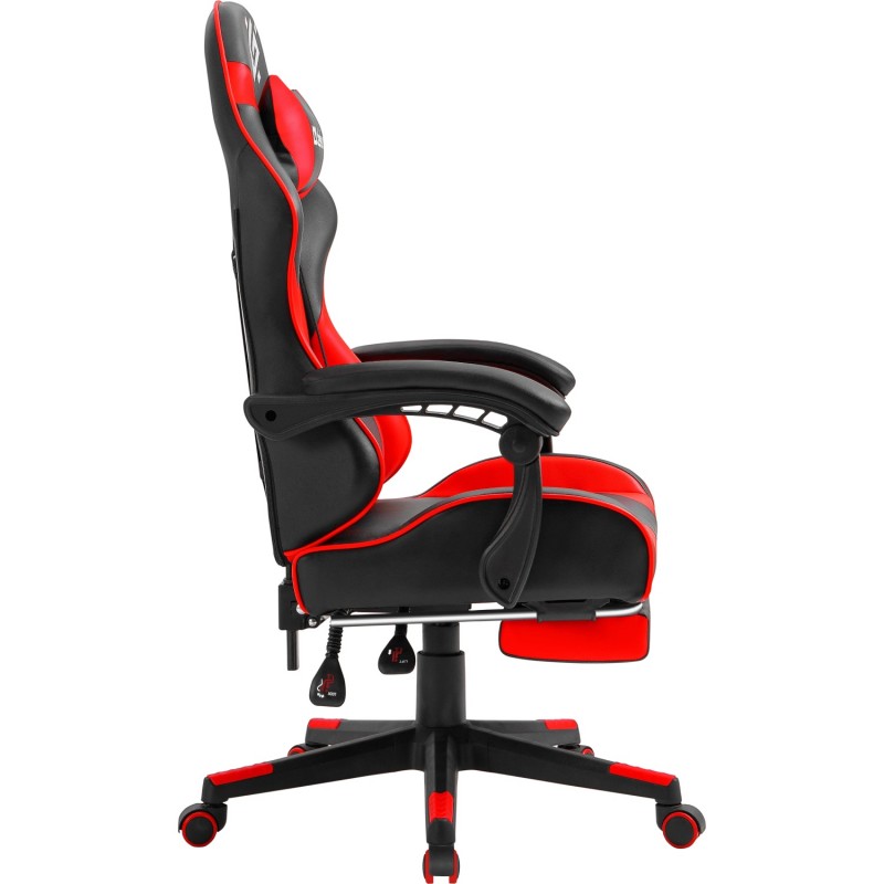 Крісло ігрове Defender Rock, 50мм, Клас 4, ПУ, підніжка, чорно-червоне