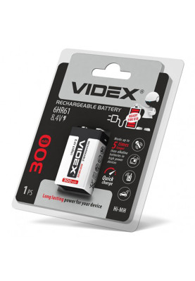 Акумулятор VIDEX 6HR61 (Крона) 300mAh Blister/1pcs