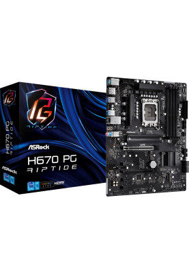 ASRock H670 PG RIPTIDE (1700/H670, 4*DDR4, 2xPCIex16, 4xSATAІІІ, 3xM.2, 2.5GLan, 7.1ch, ATX)
