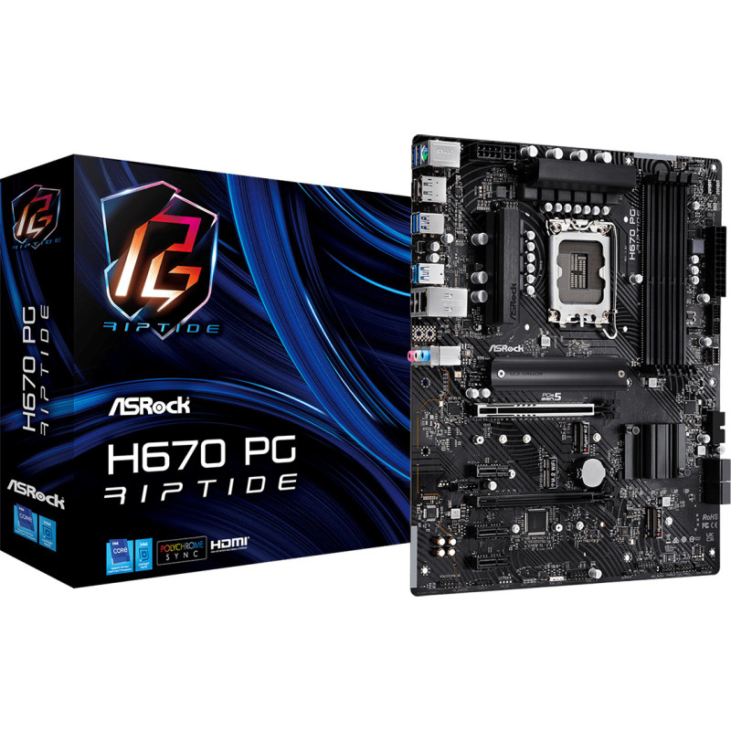 ASRock H670 PG RIPTIDE (1700/H670, 4*DDR4, 2xPCIex16, 4xSATAІІІ, 3xM.2, 2.5GLan, 7.1ch, ATX)