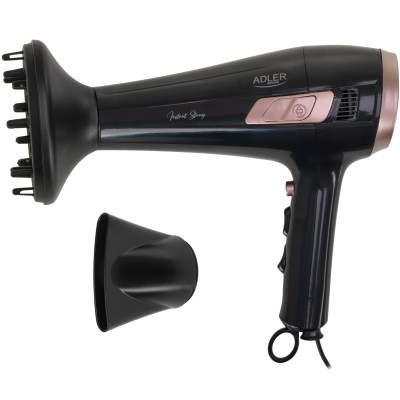 Фен Adler AD 2283 black 2400Вт/ 2 швидкості/ хол.обдув/ темп.режимів-3/ ахист від перегріву
