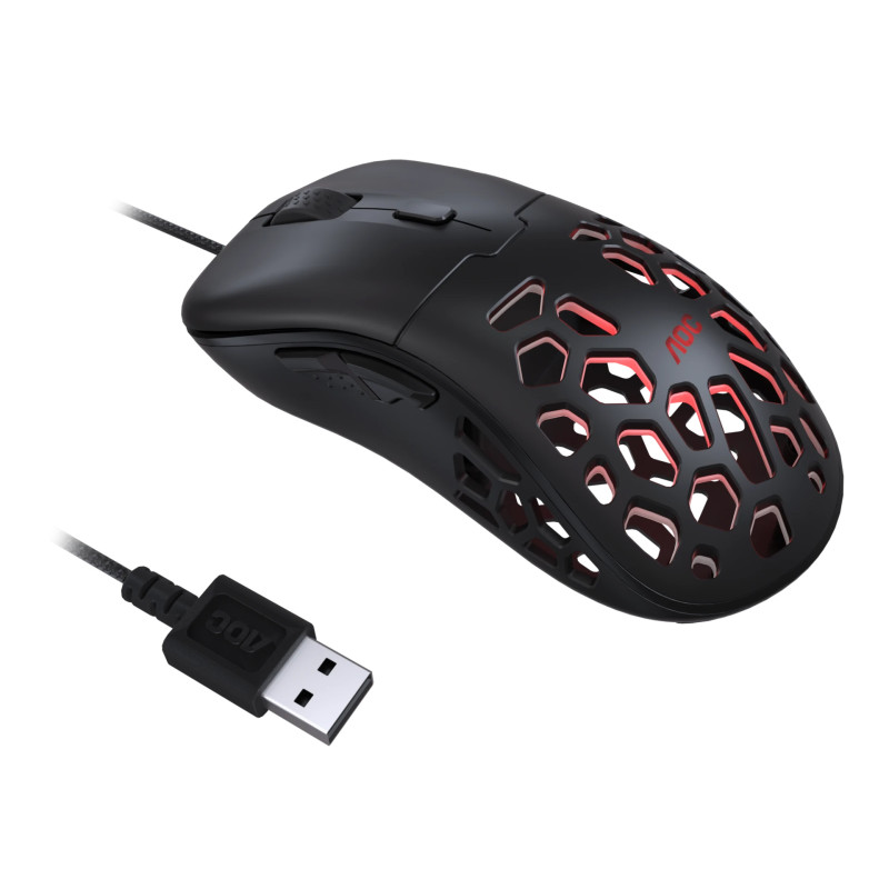 Мишка AOC GM510B ігрова, 16000dpi., 6кн., RGB PMW3389 Ultra-Light чорна
