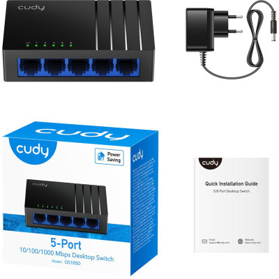 Комутатор Cudy GS105D, 5 портовий Gigabit Desktop Switch Комутатор Cudy GS105D, 5 портовий Gigabit Desktop Switch