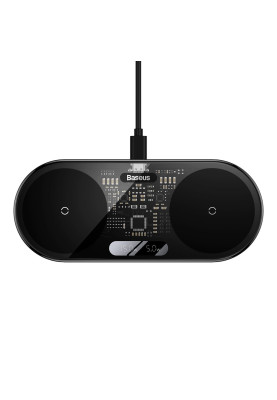 Бездротовий зарядний пристрій Baseus 20W Digital LED Display з цифровим дисплеєм чорний