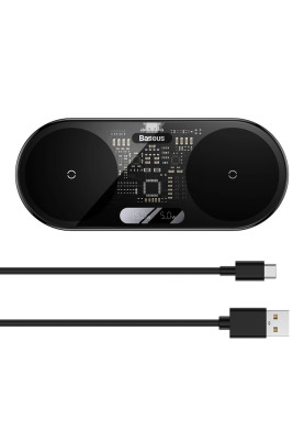 Бездротовий зарядний пристрій Baseus 20W Digital LED Display з цифровим дисплеєм чорний