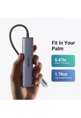 Док-станція USB3.0 Type-C --> HDMI/2xUSB 2.0/USB 3.0/ Type-C for charging,PD,100W Ugreen CM478 Сіра