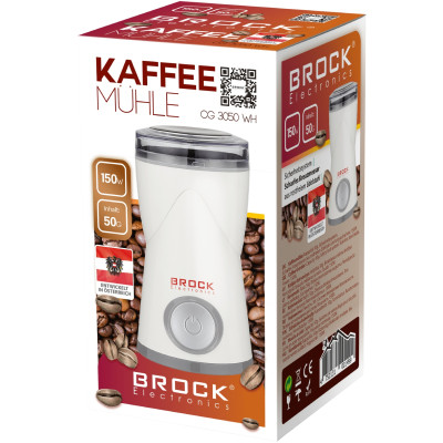 Кофемолка BROCK CG 3050 WH 150Вт/жорнова/50г/пластик/біла
