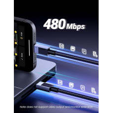 Кабель USB 2.0 Type-C M-M, 3 м, 100W (480Mbps)Сірий, L512 UGREEN Кабель USB 2.0 Type-C M-M, 3 м, 100W (480Mbps)Сірий, L512 UGREEN