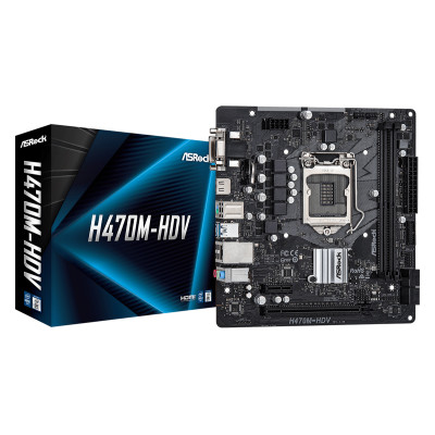 Материнська плата ASRock H470M-HDV (1200/H470, 2*DDR4, PCIex16, HDMI/VGA/DVI, 4xSATAІІІ, RAID, GLan, 7.1ch, mATX)