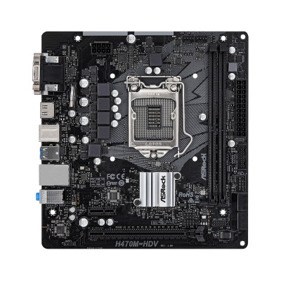 Материнська плата ASRock H470M-HDV (1200/H470, 2*DDR4, PCIex16, HDMI/VGA/DVI, 4xSATAІІІ, RAID, GLan, 7.1ch, mATX)