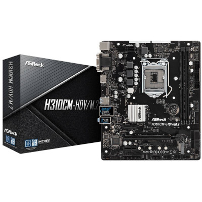 ASRock H310CM-HDV/M.2/REF (1151/H310, 2*DDR4, 1xPCIex16, 4xSATAIII, VGA/DVI-D/HDMI, GLan, mA