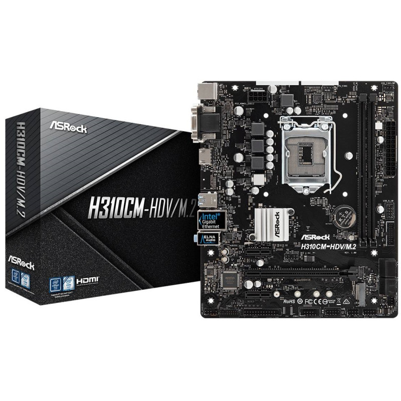ASRock H310CM-HDV/M.2/REF (1151/H310, 2*DDR4, 1xPCIex16, 4xSATAIII, VGA/DVI-D/HDMI, GLan, mA