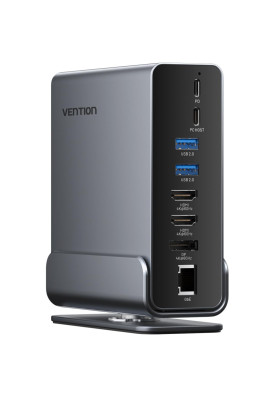Док-станція USB3.2 Type-C --> DP/HDMIx2/USB3.2/RJ45/SD/TF/3.5mm/PD, MST/SST 15 in 1 Vention
