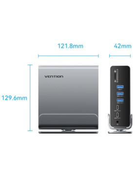 Док-станція USB3.2 Type-C --> DP/HDMIx2/USB3.2/RJ45/SD/TF/3.5mm/PD, MST/SST 15 in 1 Vention