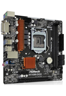 ASRock H110M-DGS R3.0/REF (1151/H110, 2*DDR4, 1xPCIe x16, 4xSATAІІІ, DVI-D, GLan, 7.1CH HD Audio, m