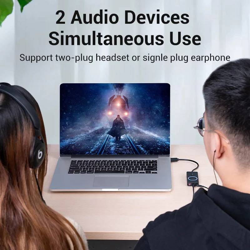 Звукова карта USB AUX jack, 3*TRS (Mic + Ear) 0.15m Volume Control чорна