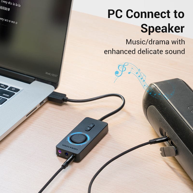 Звукова карта USB AUX jack, 3*TRS (Mic + Ear) 0.15m Volume Control чорна