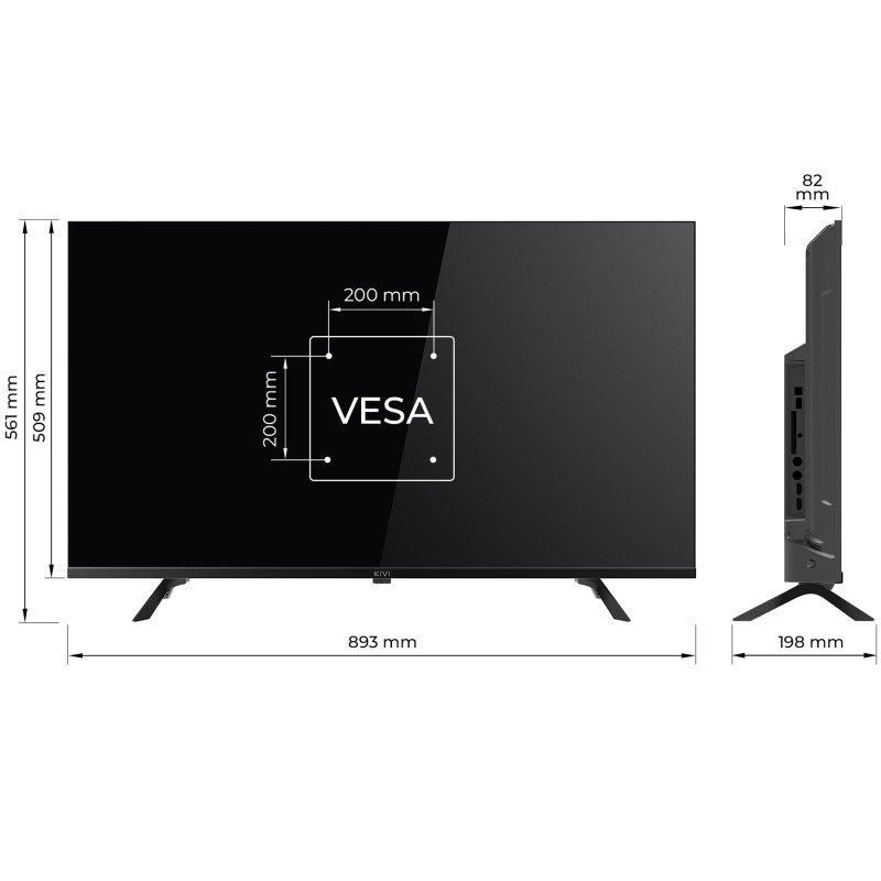 TV 40 Kivi 40F730QB FHD/DLED/T2/Android 11/2 x 10W/HDMI/Wi-Fi/VESA 200x200 M4/ST /Black