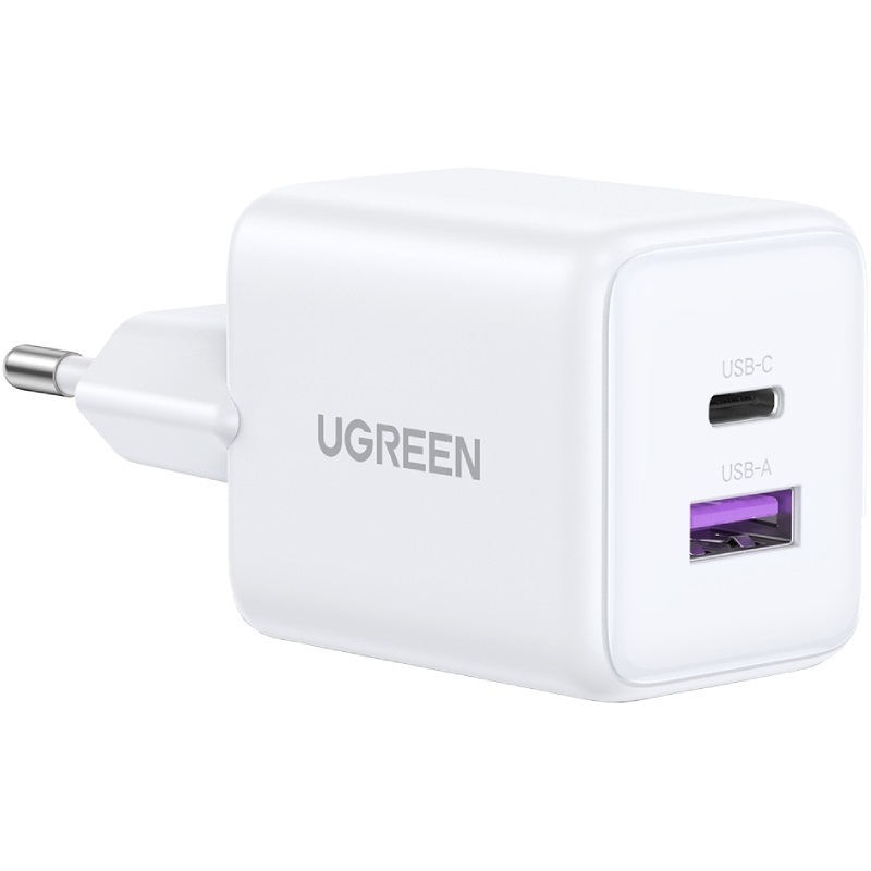 Зарядний пристрій 2xUSB 30W (USB-A + USB-C) X516 Gan білий Ugreen