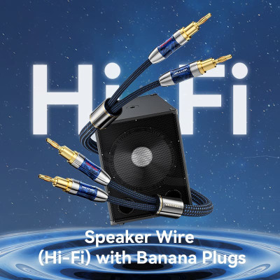 HiFi Audio Speaker Cable 10.0м,Banana 2xM/M,4N OFC Silver, Gold-Plated,TPE + обплетення,Vention HiFi Audio Speaker Cable 10.0м,Banana 2xM/M,4N OFC Silver, Gold-Plated,TPE + обплетення,Vention