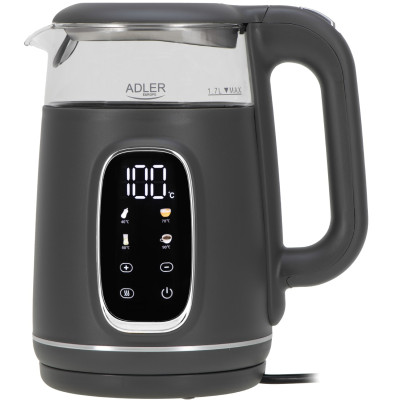 Електрочайник Adler AD 1305 grey 1850-2200Вт/ 1.7л/ скло/ встановлення температури/