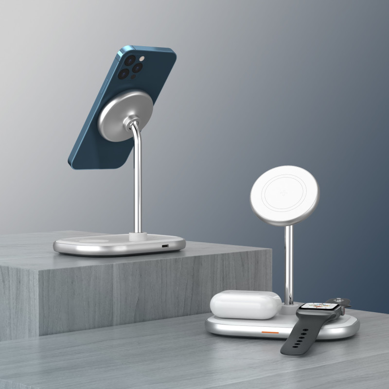 Зарядний пристрій 15W 3-in-1 Magnetic Wireless Fast Charger white Energizer