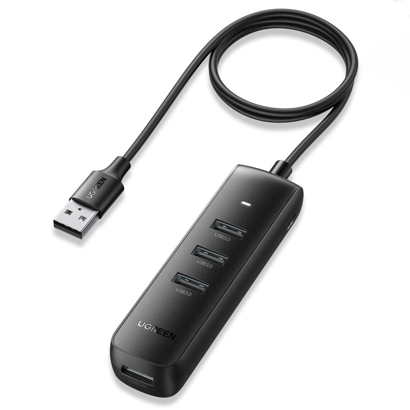 Хаб USB 3.2 Type A -> 4xUSB 3.2  Активний, 1м Чорний CM416 UGREEN