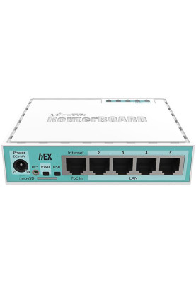Маршрутизатор Mikrotik hEX RB750Gr3 with Dual Core 880MHz MHz CPU, 256MB RAM, 5 Gigabit LAN ports, U