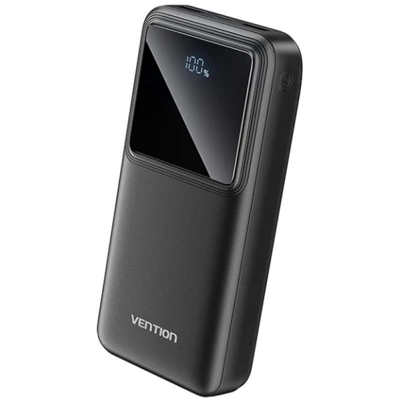 УМБ Vention 20000mAh 22.5W 3A,PD,QC 3.0, Micro-USB,USB-C,2xUSB-A, LED Display Black