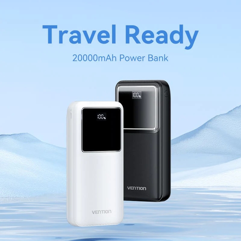 УМБ Vention 20000mAh 22.5W 3A,PD,QC 3.0, Micro-USB,USB-C,2xUSB-A, LED Display Black