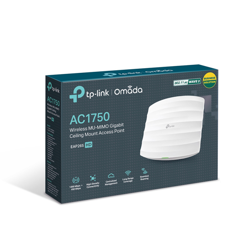 Точка доступу TP-Link EAP265 HD AC1750 2xGE LAN PoE+passive PoE MU-MIMO стел.