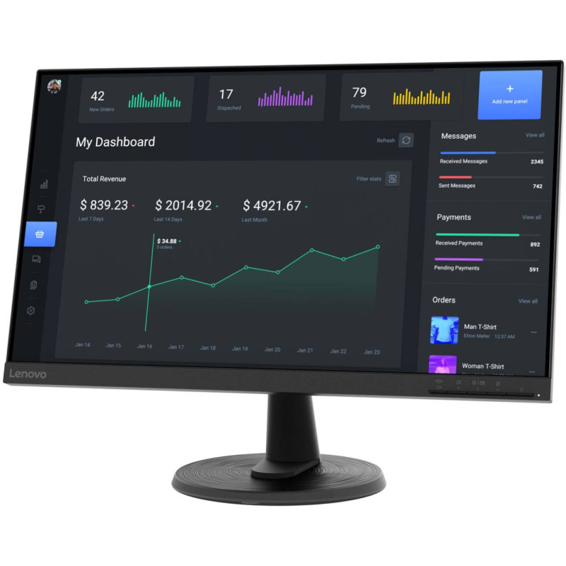 TFT 23.8" Lenovo VA, 1920х1080, 4 мс, 75 Гц,  FreeSync, 1xVGA/1xHDMI 1.4