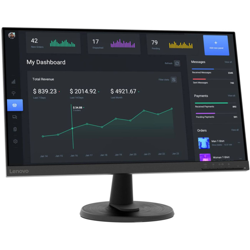 TFT 23.8" Lenovo VA, 1920х1080, 4 мс, 75 Гц,  FreeSync, 1xVGA/1xHDMI 1.4