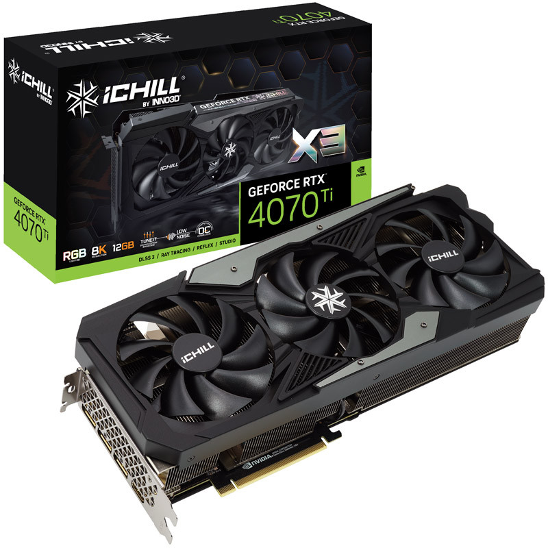 Відеокарта GeForce RTX4070 Ti Inno3D iChill X3, 12GB GDDR6X, 192bit, PCI Express