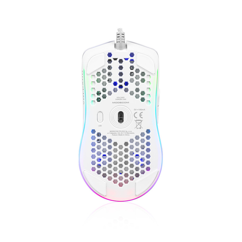 Мишка  Modecom Shinobi 3360 Volcano, ігрова, 12000dpi., 6кн., біла