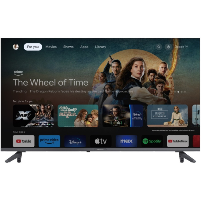 TV 43 AIWA 43GO70804UHD UHD/DLED/T2/ Google TV//2 x 10W/Dolby Digital/HDMI/Wi-Fi/VESA 200x100/Blac