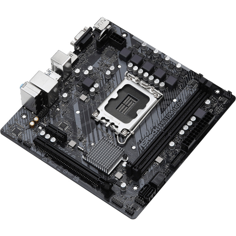 ASRock H610M-HDV (1700/H610, 2*DDR4, 1xPCIex16, HDMI/DVI/VGA, 4xSATAІІІ, GLan, 7.1ch, mATX)