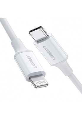 Кабель USB 2.0 Type-C M-Lightning M, 2 м, 3A, Nickel Plating ABS Shell Білий, US171 UGREEN
