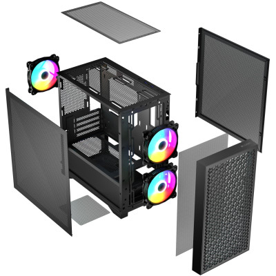 Корпус LogicConcept DART PRO ARGB MINI BLACK MESH fans 3x120mm без БЖ mATX