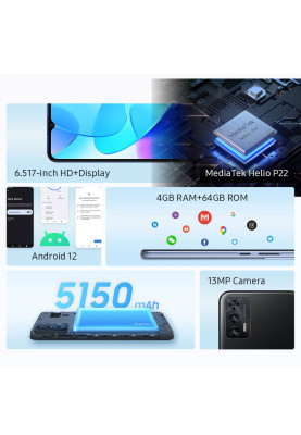 Смартфон Oukitel C31 Pro 6.5" HD+ /4GB/64GB/ MT6762 /5150mAh/ 13+5Мп / Deep Blue
